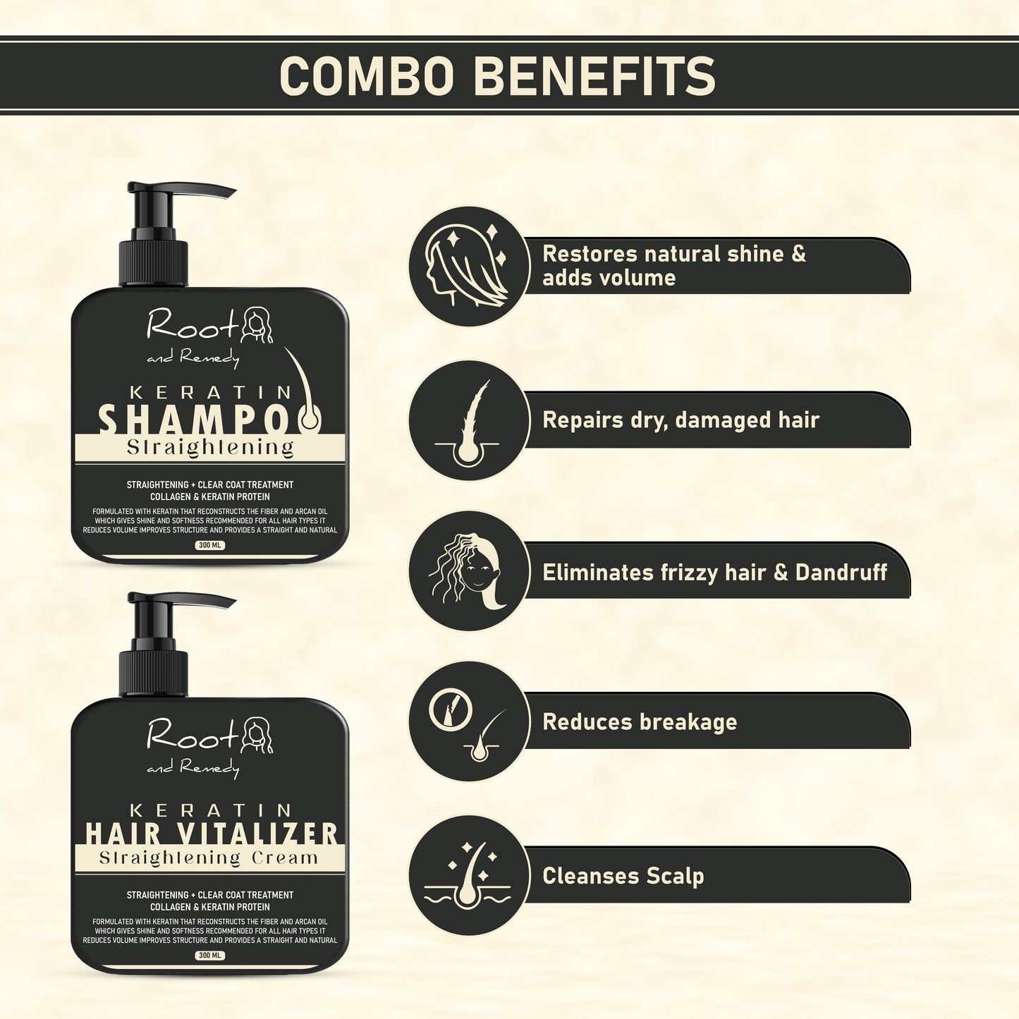 2 in 1 Herbal Pro Hair Straightening Shampoo & Keratin Hair Vitalizer Cream Combo ( Get Extra 30% off on prepaid orders auto applied on check out )