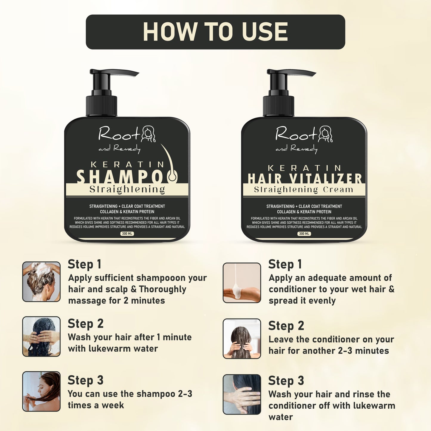 2 in 1 Herbal Pro Hair Straightening Shampoo & Keratin Hair Vitalizer Cream Combo ( Get Extra 30% off on prepaid orders auto applied on check out )